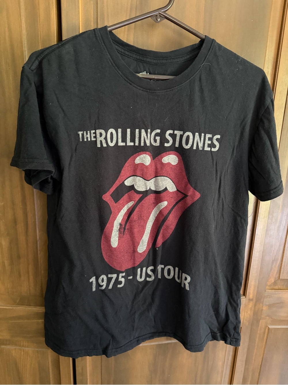 the Rolling Stones Black Tee with Red Tongue Graphic